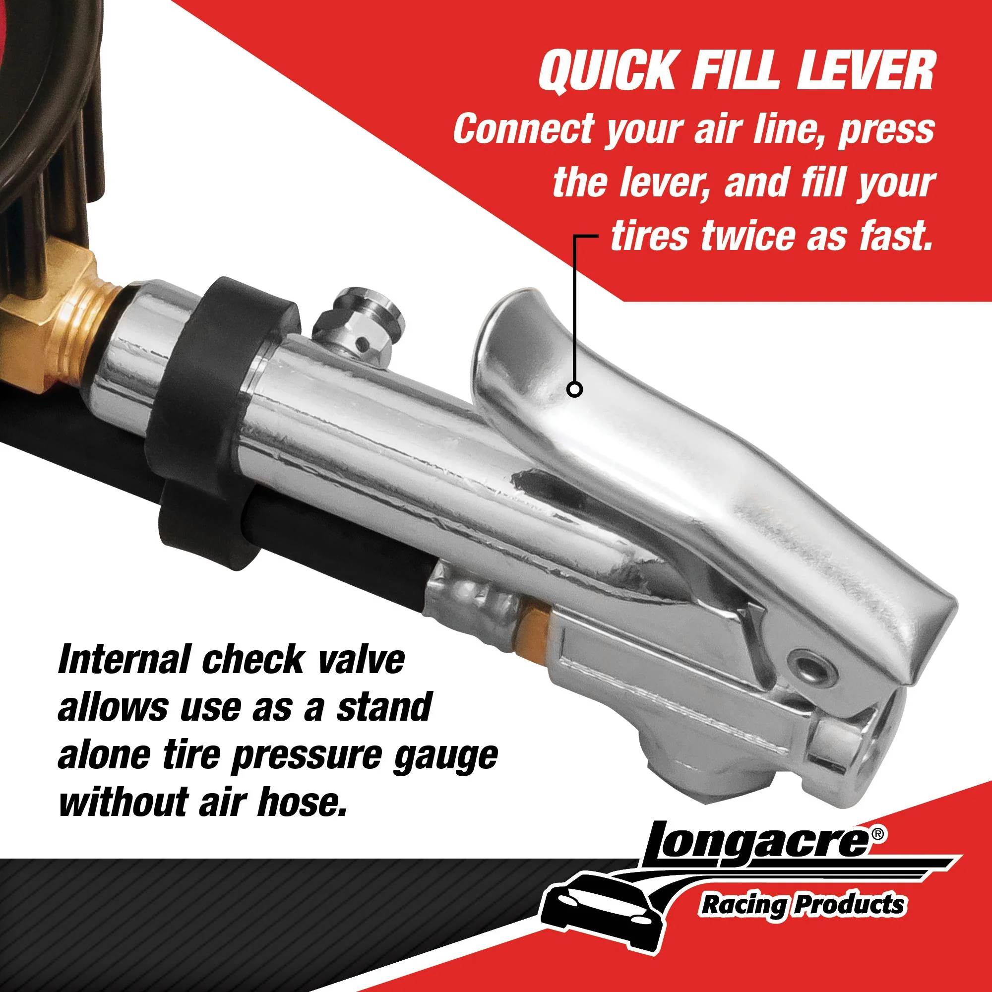 Deluxe 2½" GID Quick Fill Tire Gauge 0-60 psi - Image 3