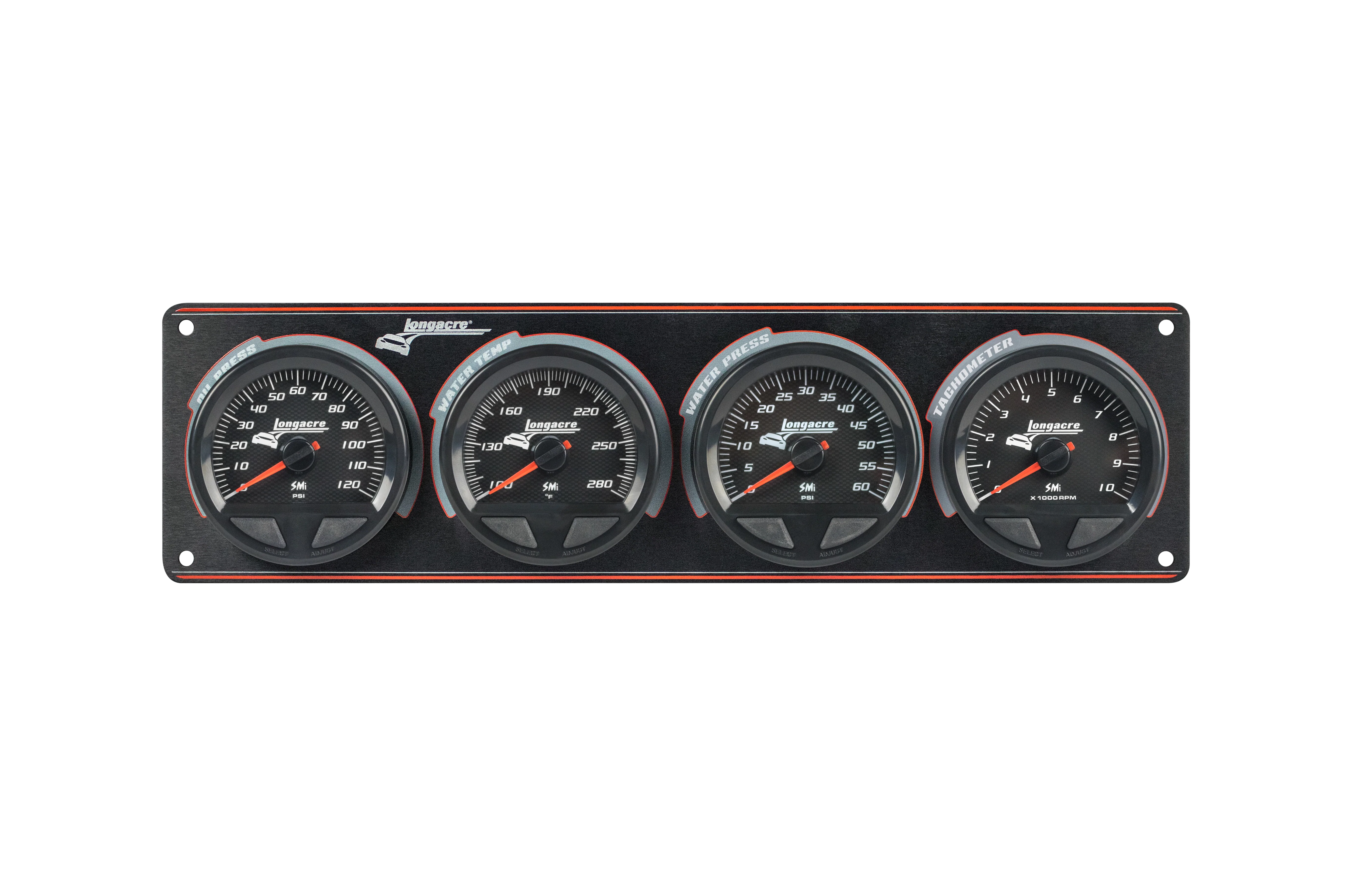 SMi™ Elite Waterproof Gauge Panel from Longacre,  3 Gauge Oil Pressure/Water Temperature/Water Pressure/Tach - Image 2