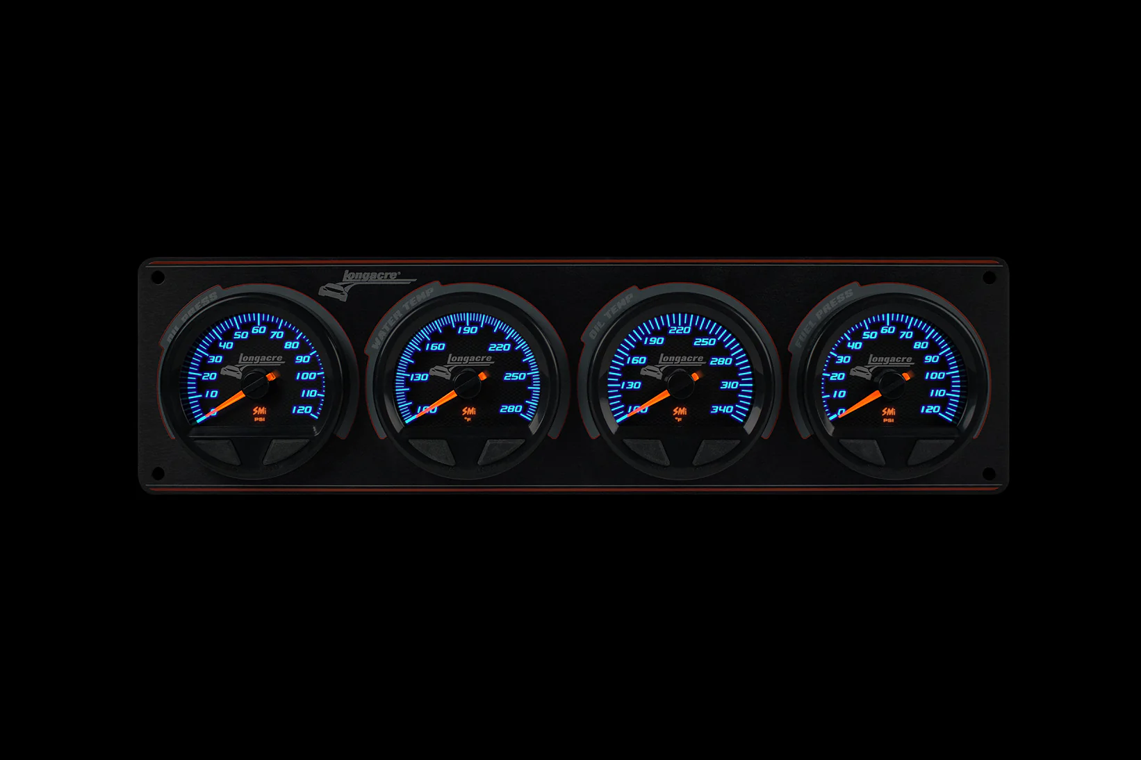 SMi™ Elite Waterproof Gauge Panel, 4 Gauge Oil Pressure/Water Temperature/Oil Temperature/Fuel Pressure 120psi - Image 2