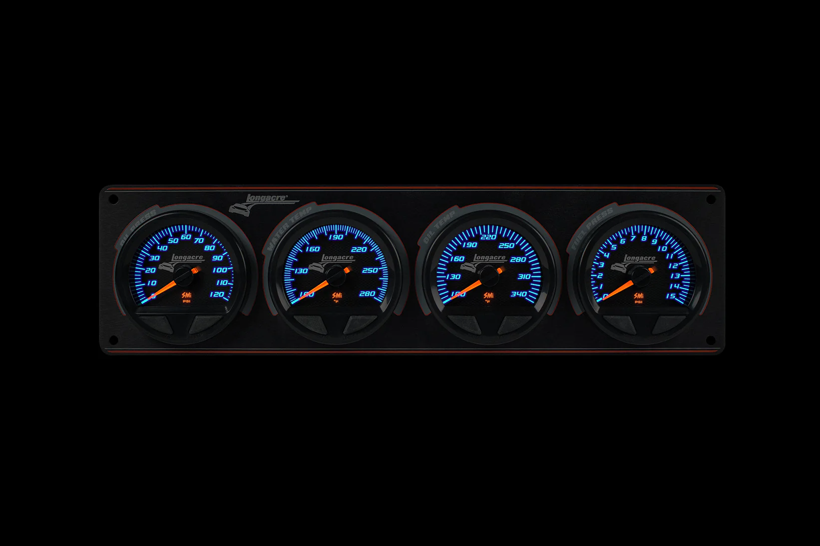 SMi™ Elite Waterproof Gauge Panel, 4 Gauge Oil Pressure/Water Temperature/Oil Temperature/Fuel Pressure 15psi - Image 2